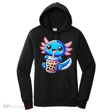 Axolotl Bubble Boba Tea Anime Cute Kawaii Blue Axolotl Women's Hoodie
