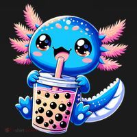 Axolotl Bubble Boba Tea Anime Cute Kawaii Blue Axolotl Women's Hoodie thumb 2