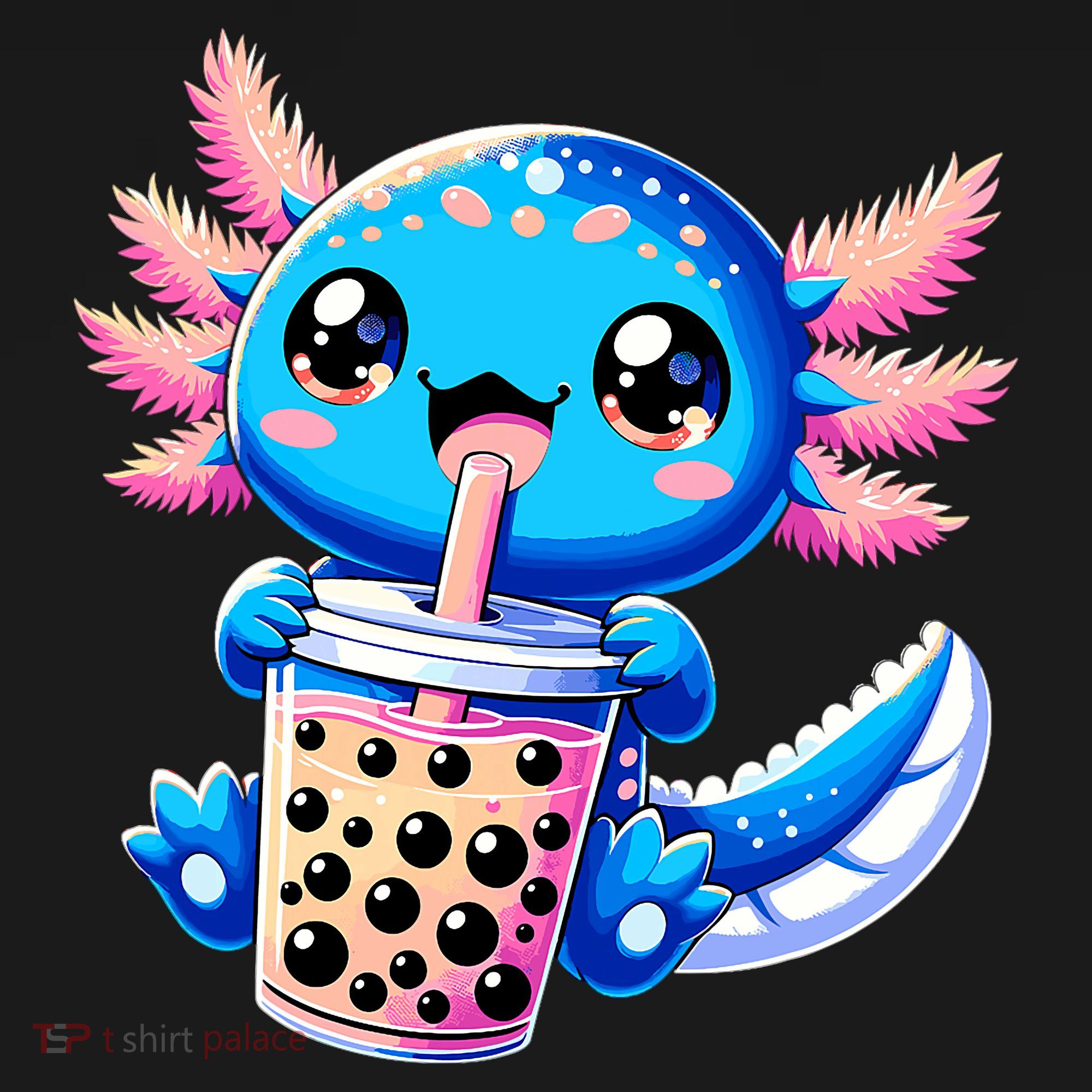 Axolotl Bubble Boba Tea Anime Cute Kawaii Blue Axolotl Women's Hoodie