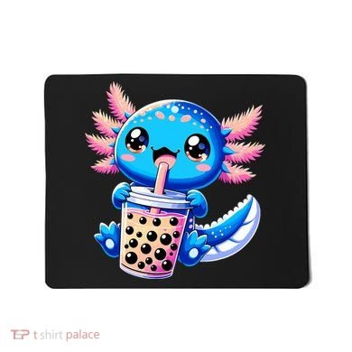 Axolotl Bubble Boba Tea Anime Cute Kawaii Blue Axolotl Mousepad