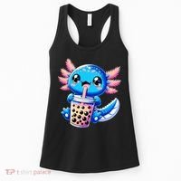 Axolotl Bubble Boba Tea Anime Cute Kawaii Blue Axolotl Women's Tank Top thumb 0
