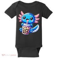 Axolotl Bubble Boba Tea Anime Cute Kawaii Blue Axolotl Baby Bodysuit thumb 0