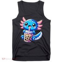Axolotl Bubble Boba Tea Anime Cute Kawaii Blue Axolotl Tank Top thumb 0