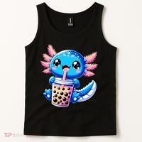 Axolotl Bubble Boba Tea Anime Cute Kawaii Blue Axolotl Tank Top thumb 2