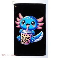 Axolotl Bubble Boba Tea Anime Cute Kawaii Blue Axolotl Golf Towel thumb 0