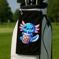 Axolotl Bubble Boba Tea Anime Cute Kawaii Blue Axolotl Golf Towel thumb 2