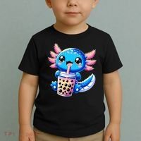 Axolotl Bubble Boba Tea Anime Cute Kawaii Blue Axolotl Toddler T-Shirt thumb 2
