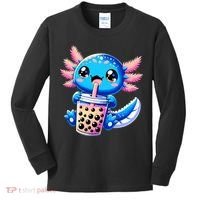 Axolotl Bubble Boba Tea Anime Cute Kawaii Blue Axolotl Kids Long Sleeve Shirt thumb 0