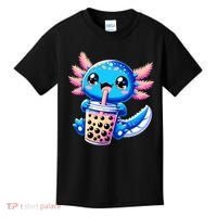 Axolotl Bubble Boba Tea Anime Cute Kawaii Blue Axolotl Kids T-Shirt thumb 0