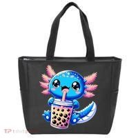 Axolotl Bubble Boba Tea Anime Cute Kawaii Blue Axolotl Tote Bag thumb 0