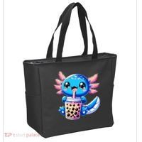 Axolotl Bubble Boba Tea Anime Cute Kawaii Blue Axolotl Tote Bag thumb 2