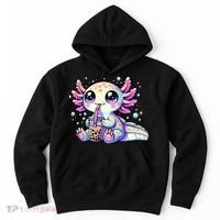 Axolotl Bubble Boba Tea Kawaii Anime Gifts Women Hoodie thumb 0