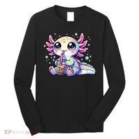 Axolotl Bubble Boba Tea Kawaii Anime Gifts Women Long Sleeve Shirt thumb 0