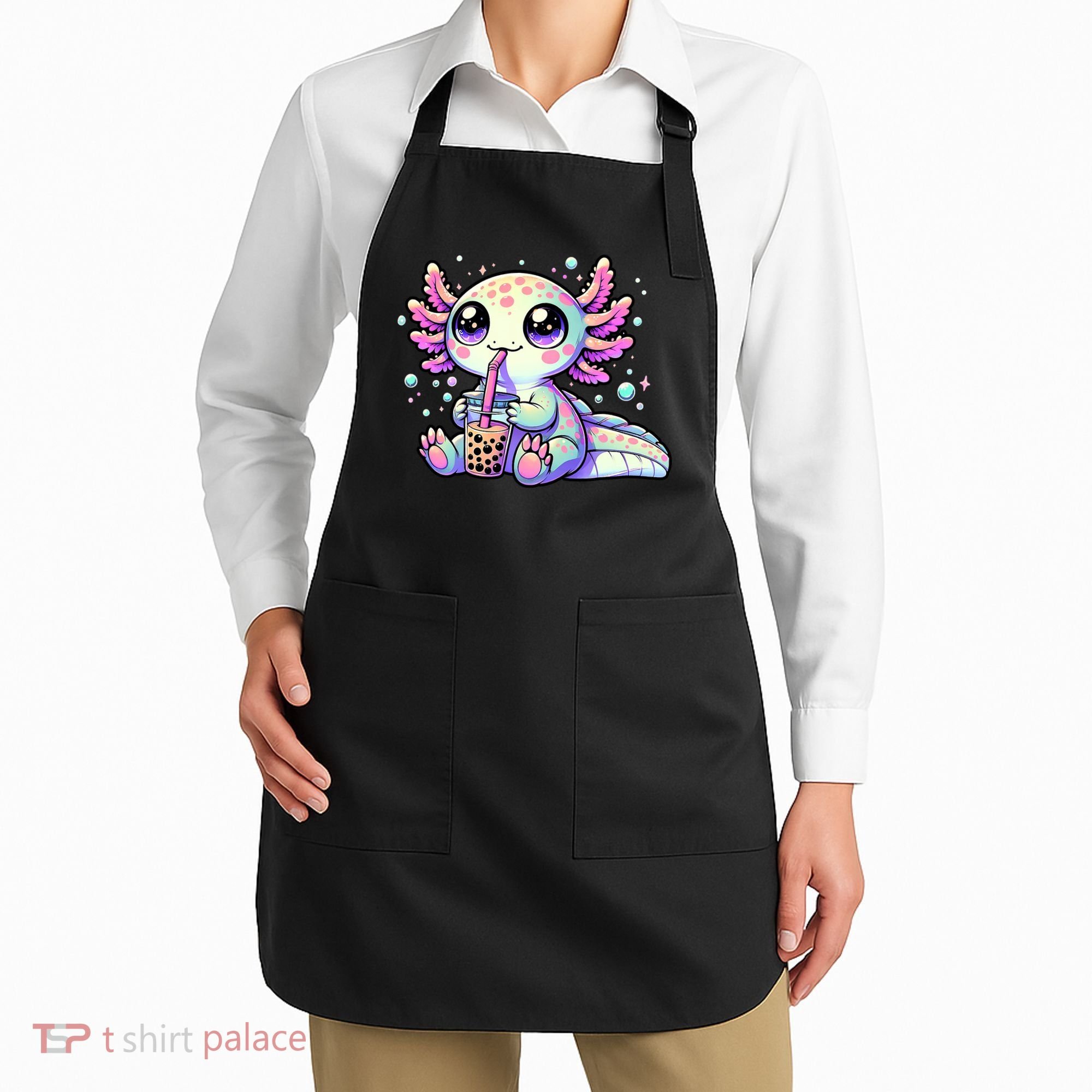 Axolotl Bubble Boba Tea Kawaii Anime Gifts Women Apron