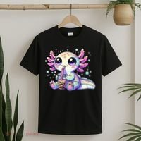 Axolotl Bubble Boba Tea Kawaii Anime Gifts Women T-Shirt thumb 2