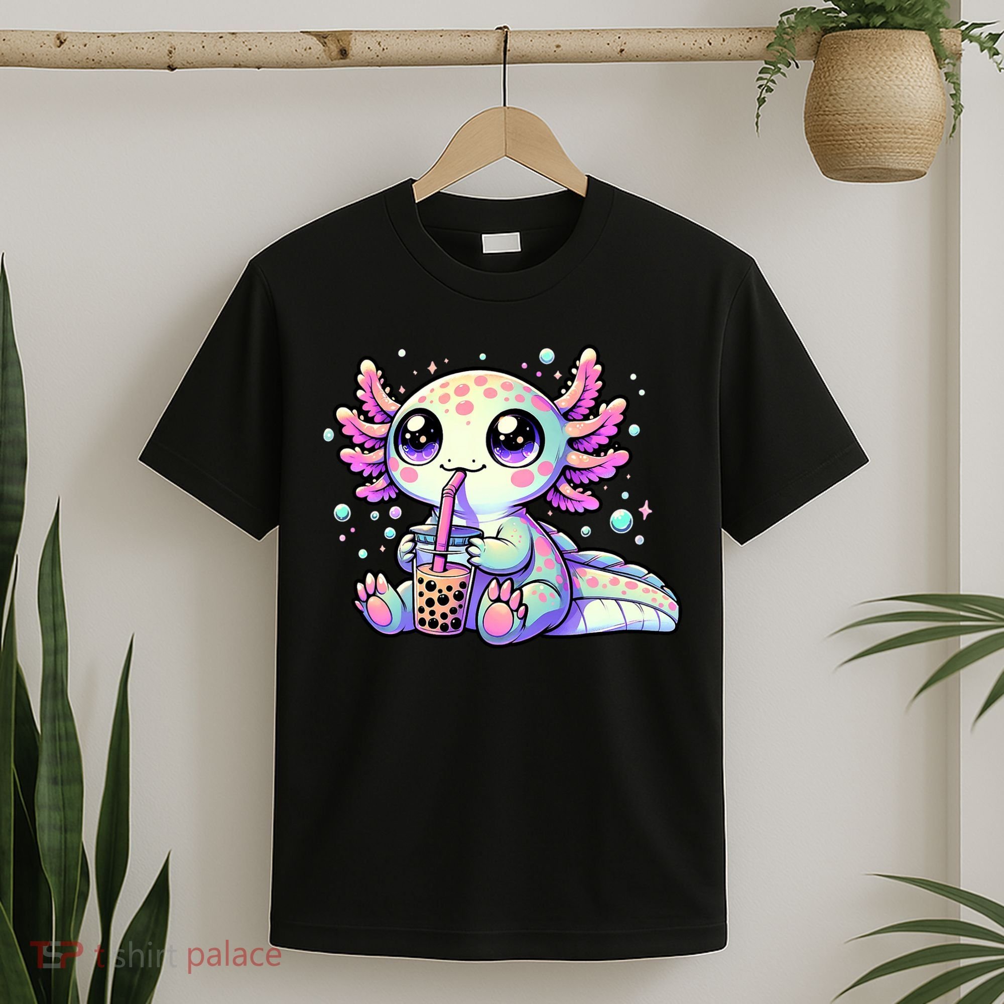 Axolotl Bubble Boba Tea Kawaii Anime Gifts Women T-Shirt