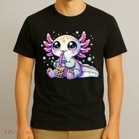 Axolotl Bubble Boba Tea Kawaii Anime Gifts Women T-Shirt thumb 3