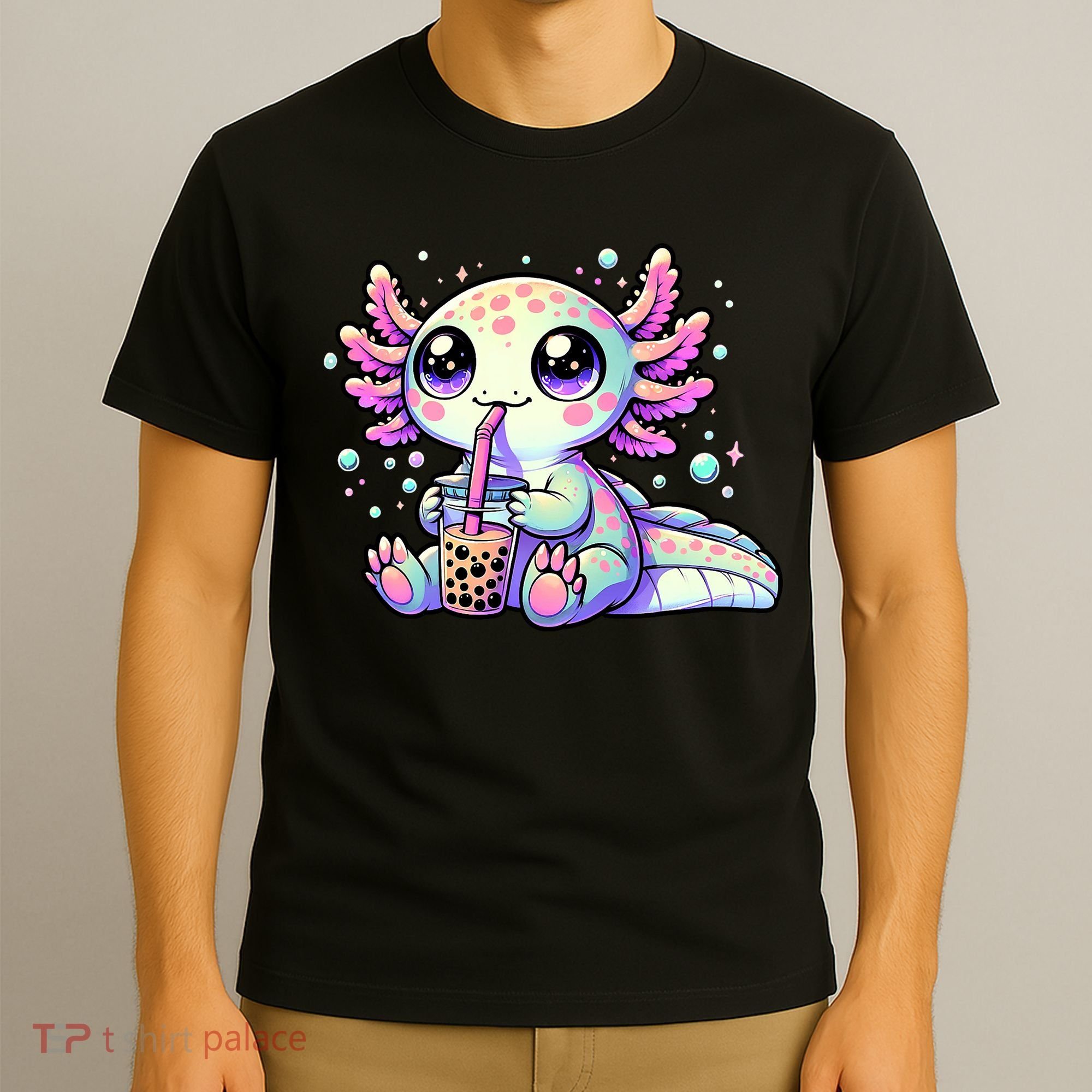 Axolotl Bubble Boba Tea Kawaii Anime Gifts Women T-Shirt