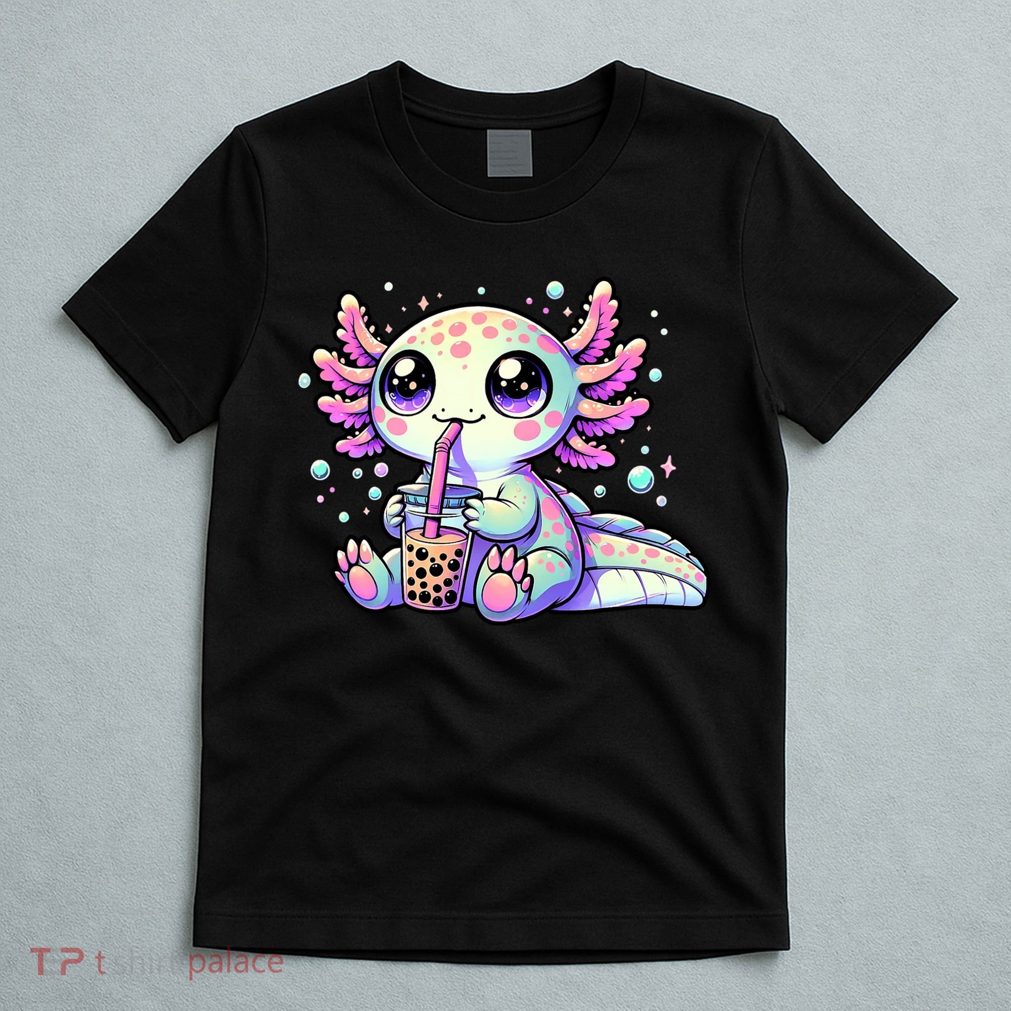 Axolotl Bubble Boba Tea Kawaii Anime Gifts Women T-Shirt