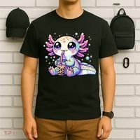 Axolotl Bubble Boba Tea Kawaii Anime Gifts Women T-Shirt thumb 6