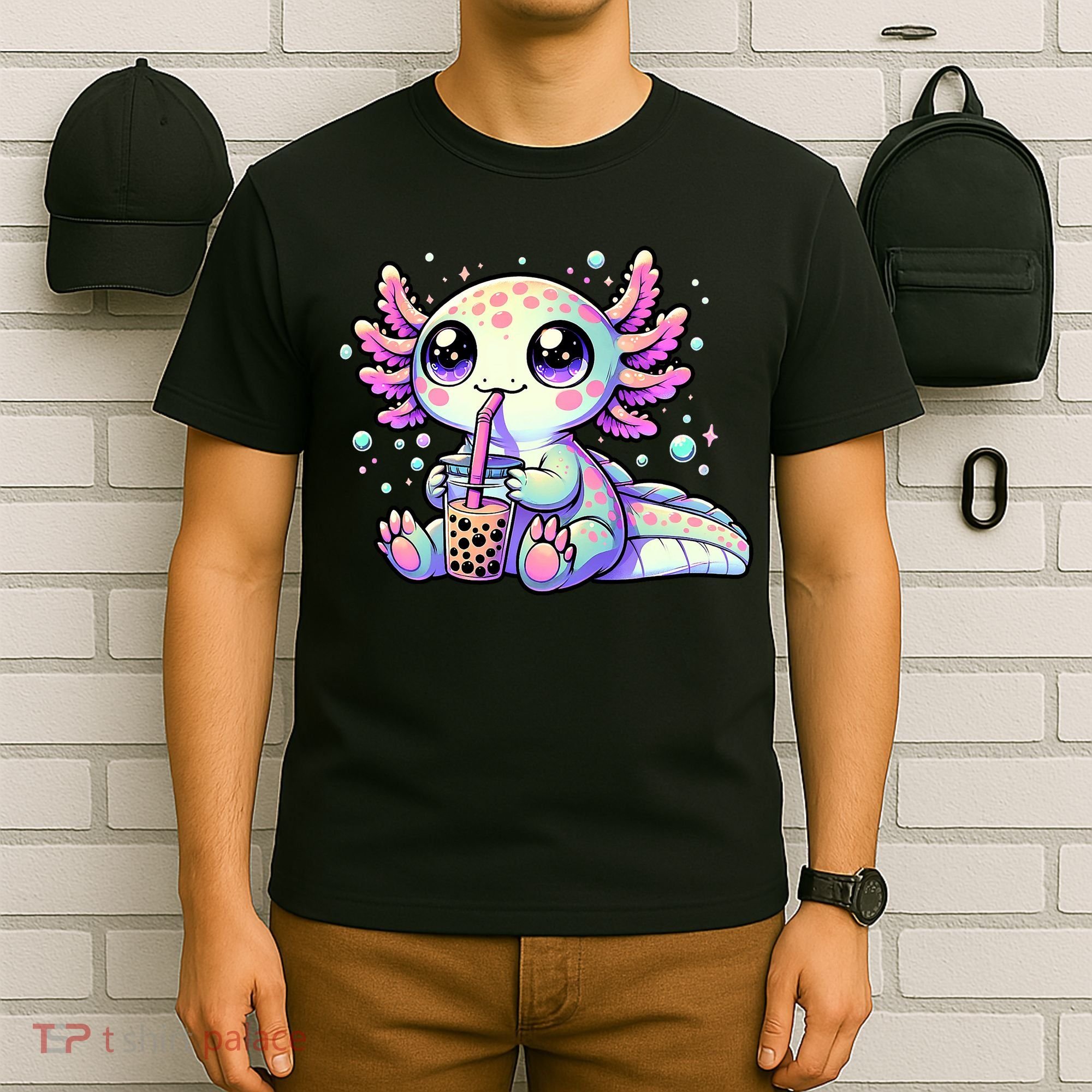 Axolotl Bubble Boba Tea Kawaii Anime Gifts Women T-Shirt