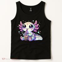 Axolotl Bubble Boba Tea Kawaii Anime Gifts Women Tank Top thumb 2