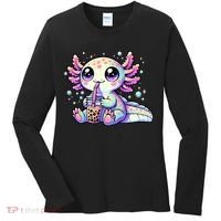 Axolotl Bubble Boba Tea Kawaii Anime Gifts Women Women's Long Sleeve Shirt thumb 0