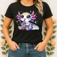 Axolotl Bubble Boba Tea Kawaii Anime Gifts Women Women's T-Shirt thumb 2