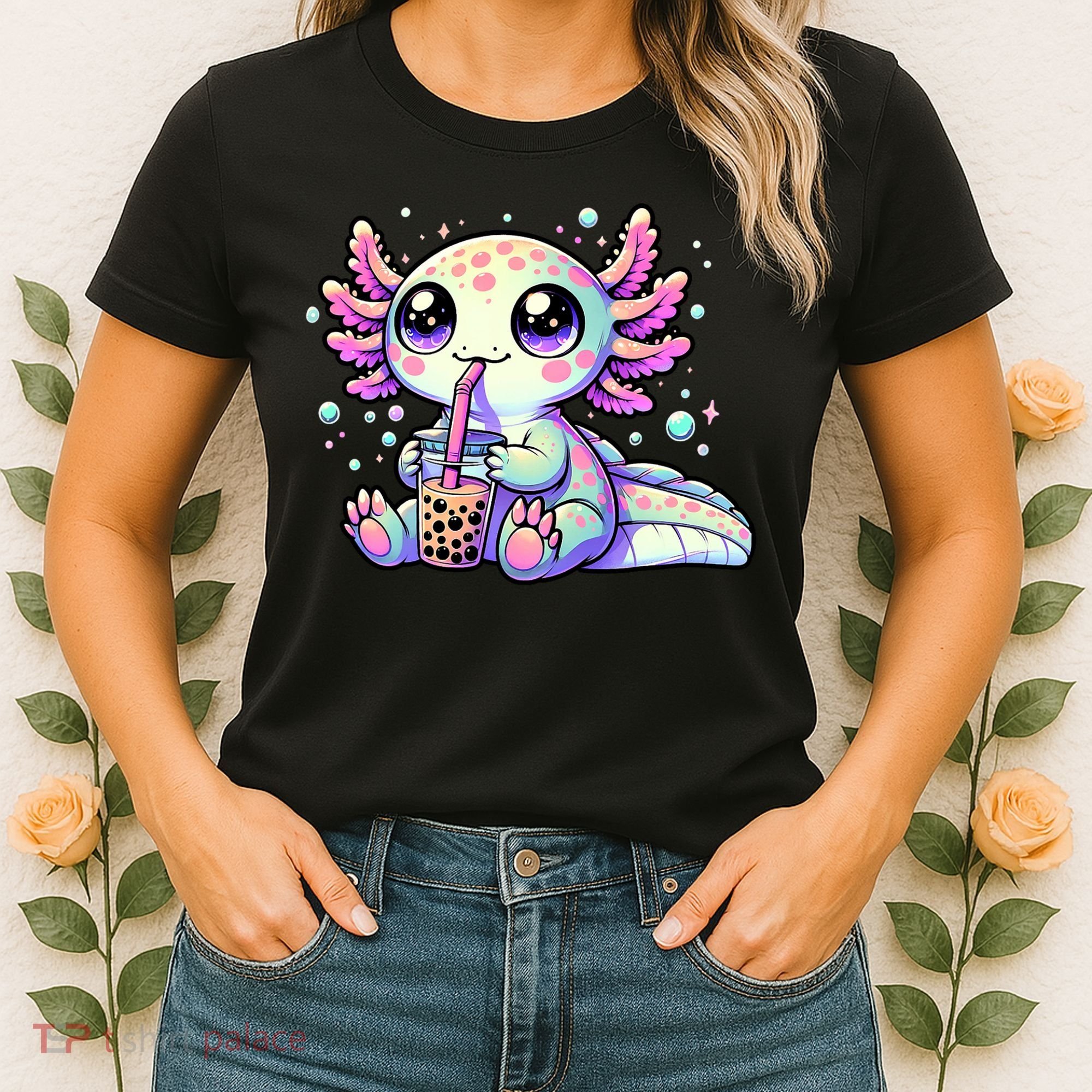 Axolotl Bubble Boba Tea Kawaii Anime Gifts Women Women's T-Shirt