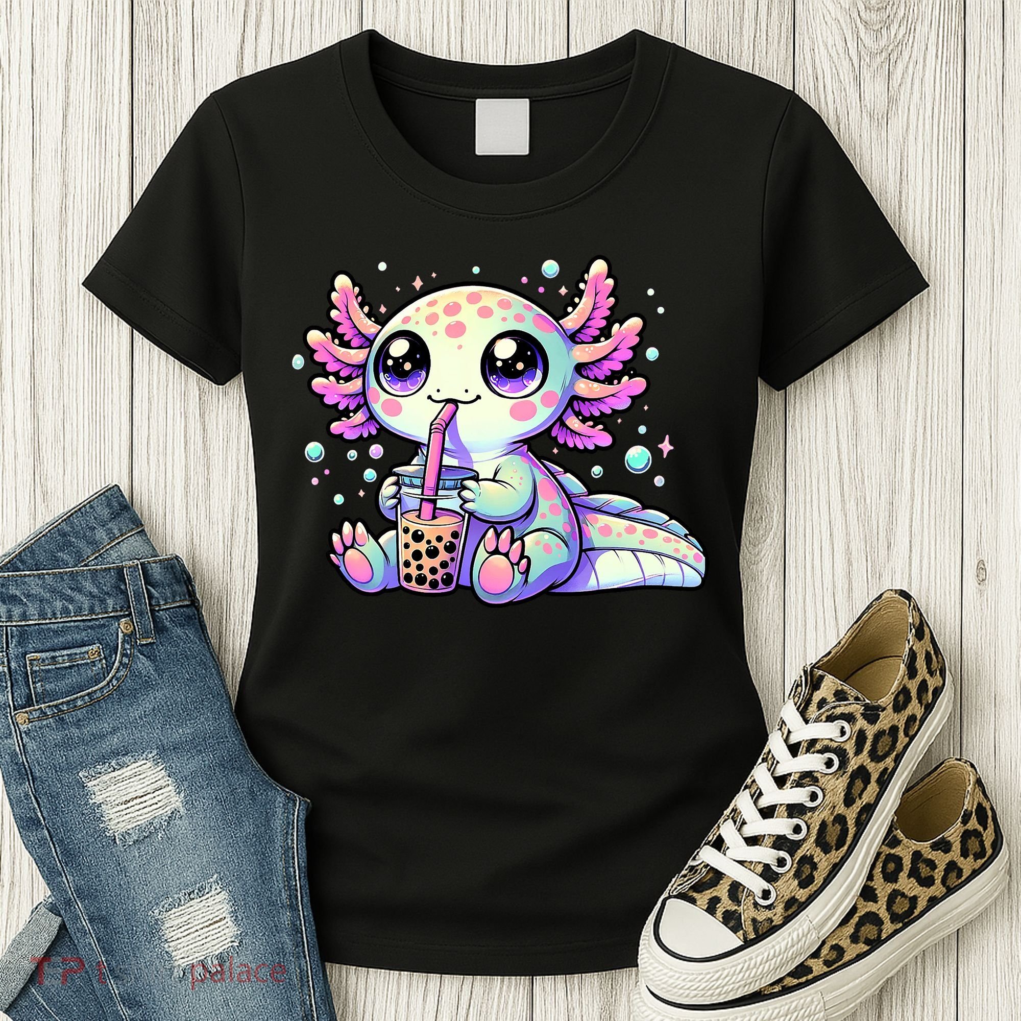 Axolotl Bubble Boba Tea Kawaii Anime Gifts Women Women's T-Shirt