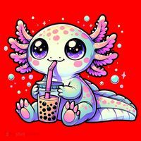 Axolotl Bubble Boba Tea Kawaii Anime Gifts Women Santa Hat thumb 1