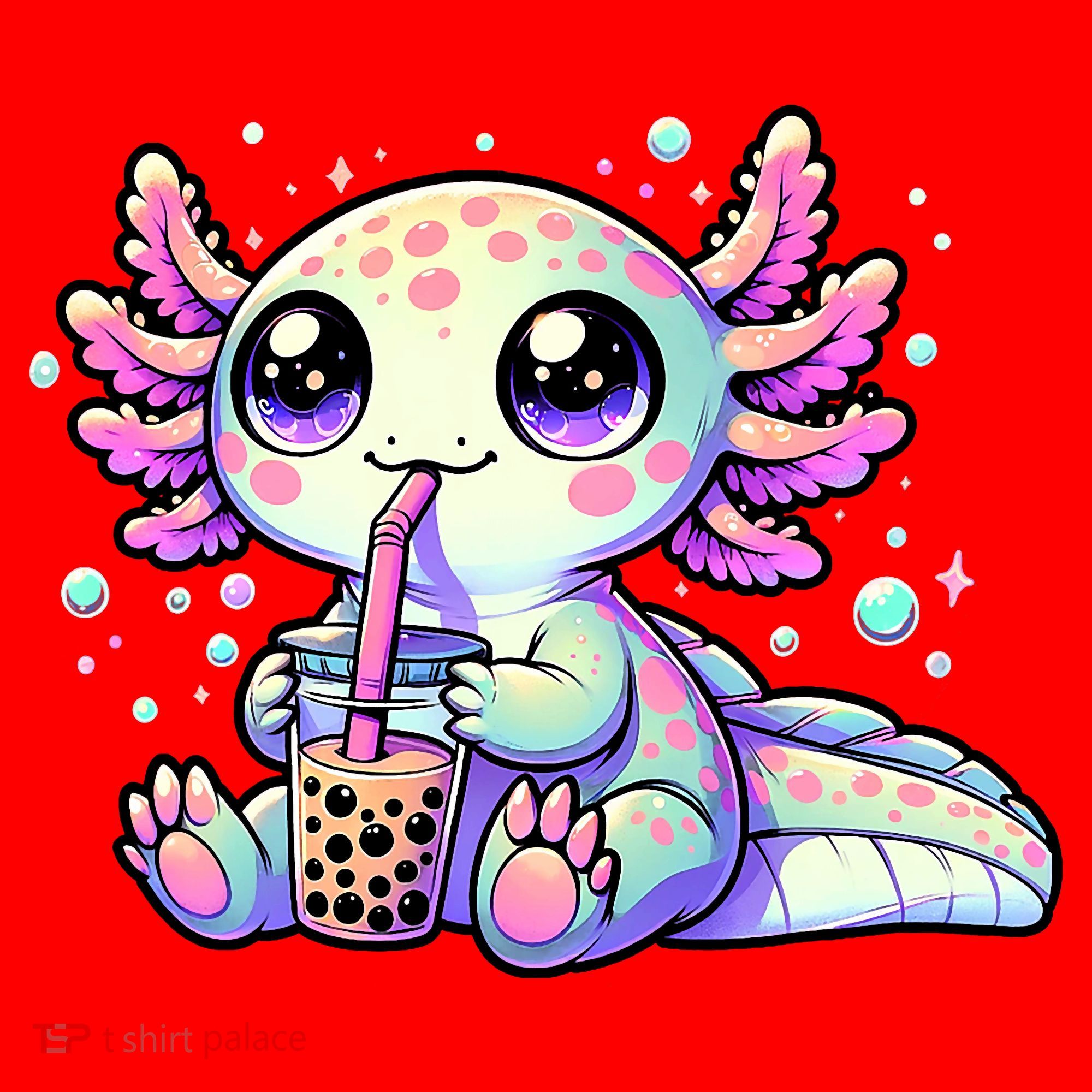 Axolotl Bubble Boba Tea Kawaii Anime Gifts Women Santa Hat