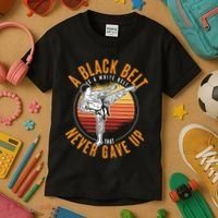 A Black Belt Is A White Belt Never Gave Up Karate Motivation Kids T-Shirt thumb 3