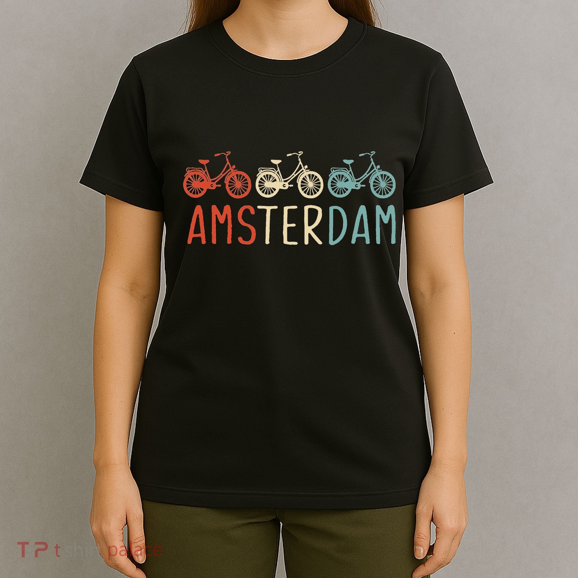 Amsterdam Bike Bicycle City Retro Cycling Gift T-Shirt