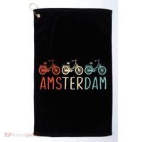 Amsterdam Bike Bicycle City Retro Cycling Gift Golf Towel thumb 0