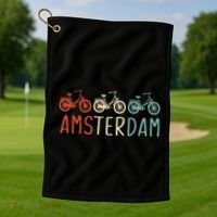Amsterdam Bike Bicycle City Retro Cycling Gift Golf Towel thumb 1