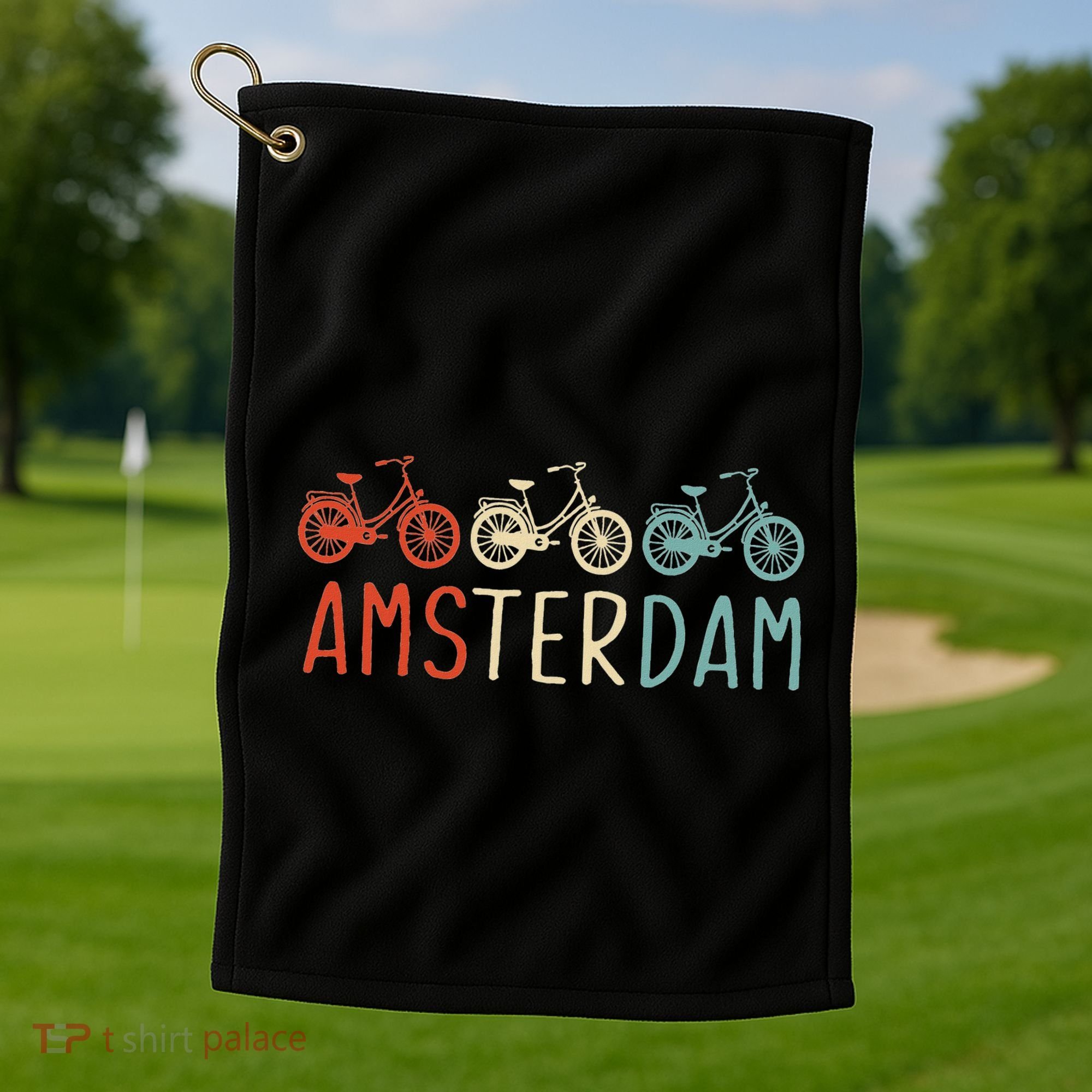 Amsterdam Bike Bicycle City Retro Cycling Gift Golf Towel