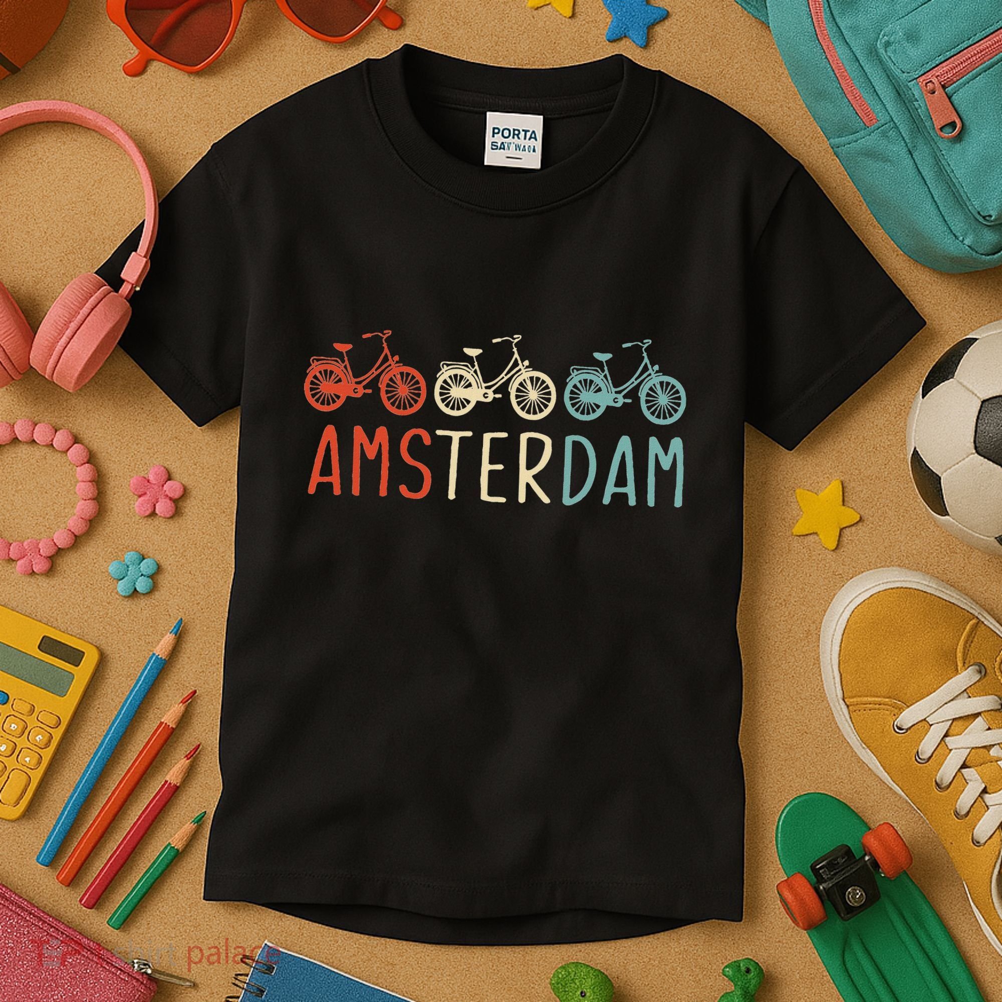 Amsterdam Bike Bicycle City Retro Cycling Gift Kids T-Shirt