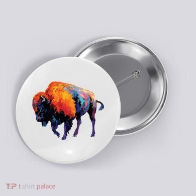 American Buffalo Buffalo American Bison Button