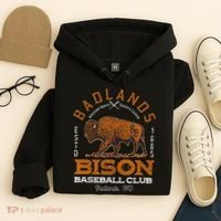 American Bison Baseball Retro Minor League Baseball Team Hoodie thumb 4