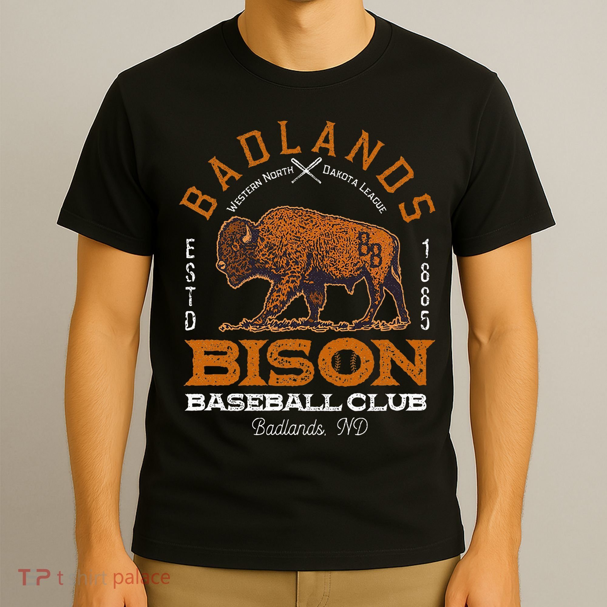 American Bison Baseball Retro Minor League Baseball Team T-Shirt