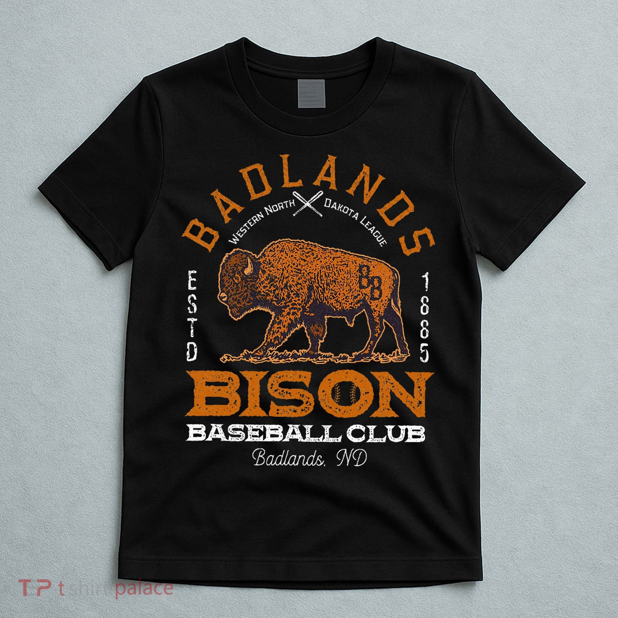 American Bison Baseball Retro Minor League Baseball Team T-Shirt