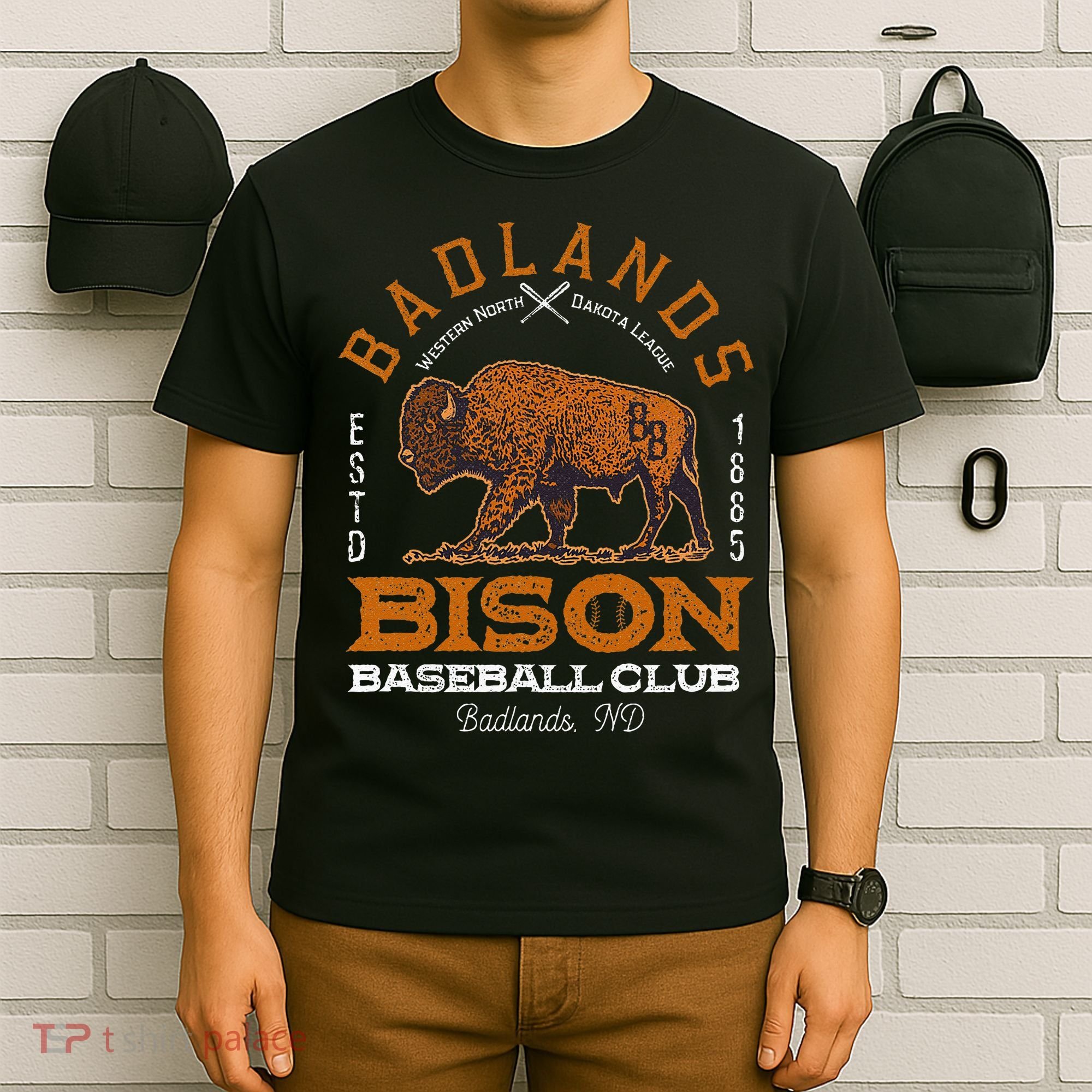 American Bison Baseball Retro Minor League Baseball Team T-Shirt