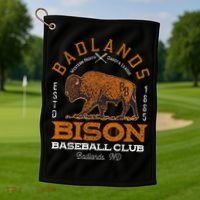 American Bison Baseball Retro Minor League Baseball Team Golf Towel thumb 1