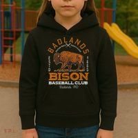 American Bison Baseball Retro Minor League Baseball Team Kids Hoodie thumb 3