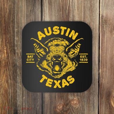 Austin Bat Bat City Texas Tx Est Established 1839 Design Coaster