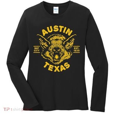 Austin Bat Bat City Texas Tx Est Established 1839 Design Women's Long Sleeve Shirt
