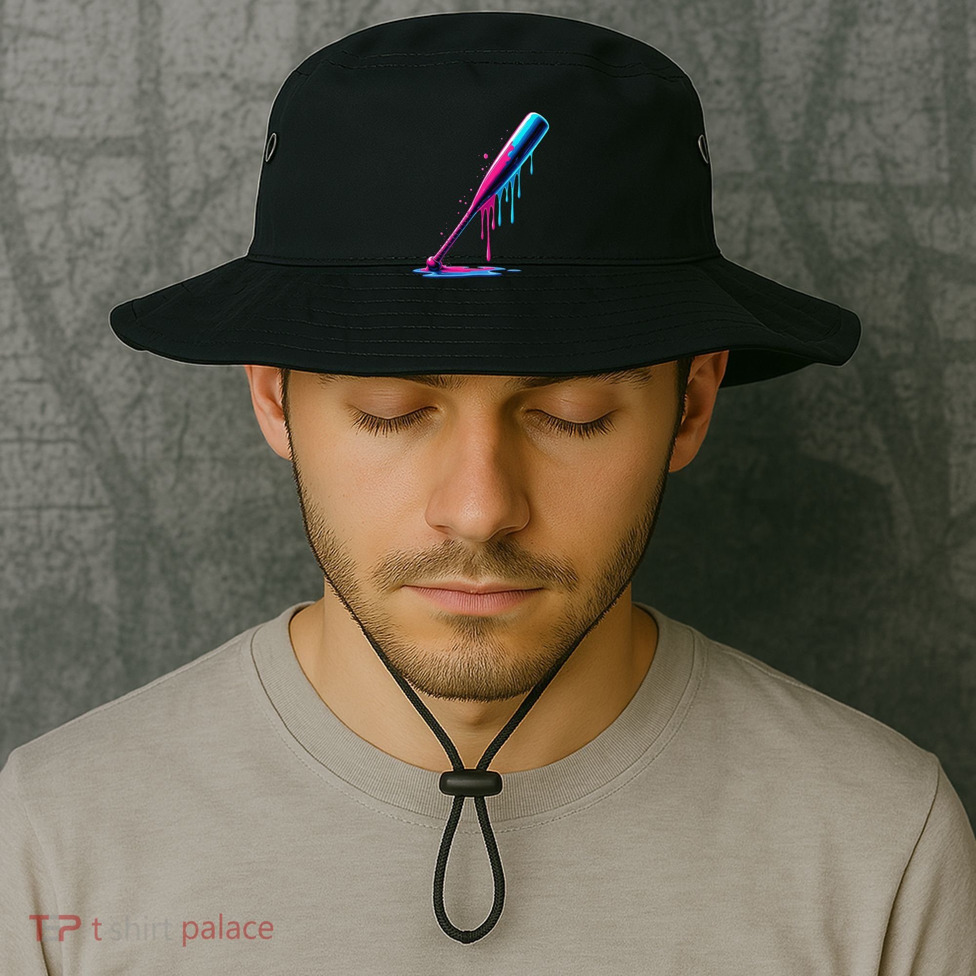 Aesthetic Baseball Bat Drip Bucket Hat