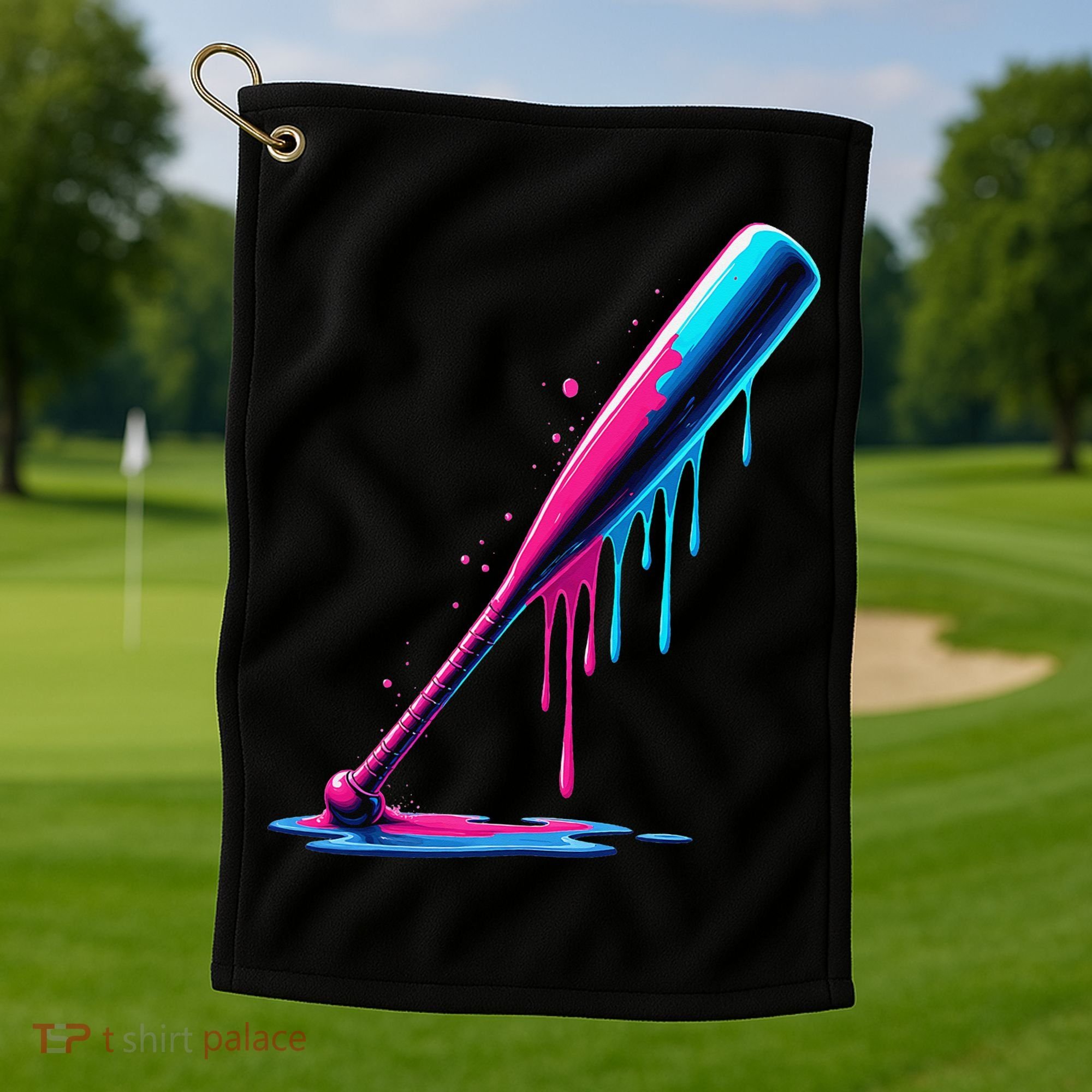 Aesthetic Baseball Bat Drip Golf Towel