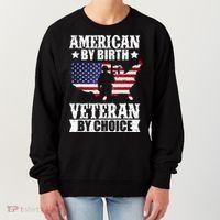 American By Birth Veteran By Choice Us Flag Veterans Day Women's Sweatshirt thumb 0